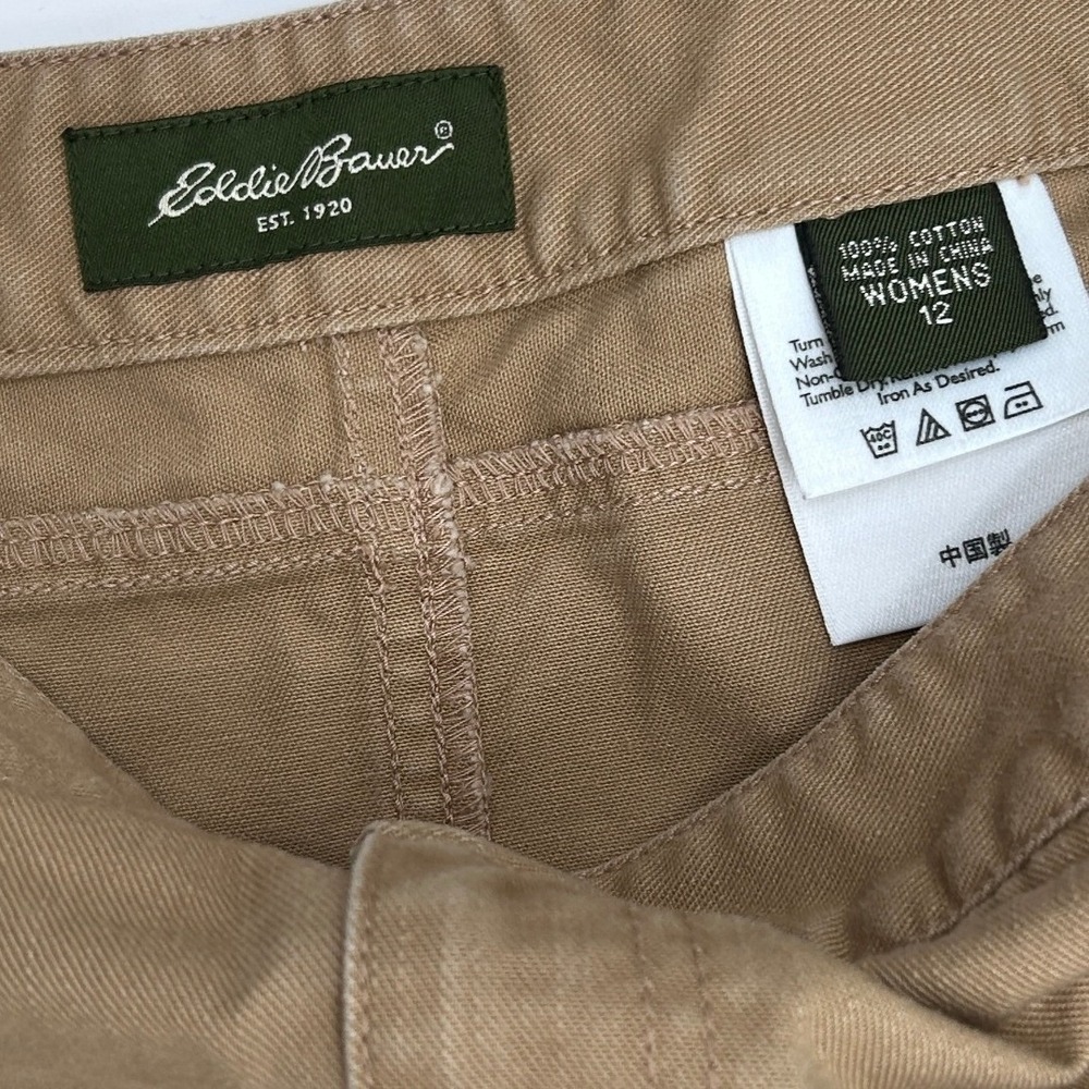 Vintage Eddie Bauer Womens 12 Khaki Cotton Maxi Skirt 90s Utility Y2K Minimalist - Picture 9 of 10